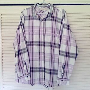 LOFT XL soft flannel button down blouse.